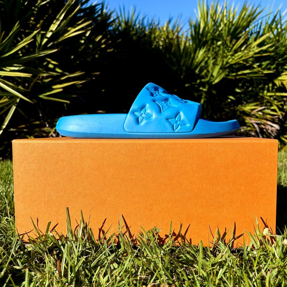 Louis Vuitton Blue Waterfront Mule Slide Size 10.5 Abloh FW21 Collector Sandal - Picture 7 of 16